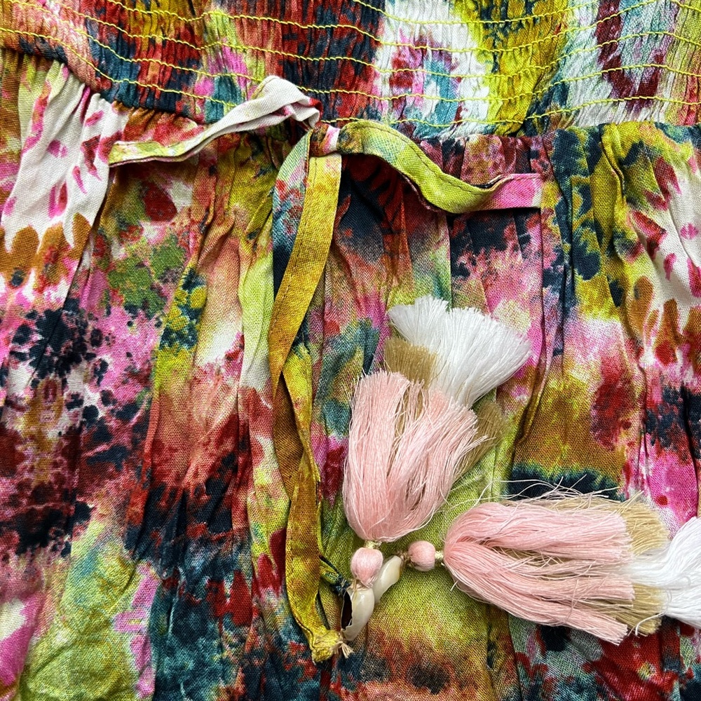 True Destinations Tie-dye One Shoulder Smocked Bodice Dress Size X-small NWT - Picture 3 of 9